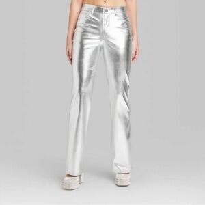 Wild Fable Metallic Silver High Rise Wide Leg Pant